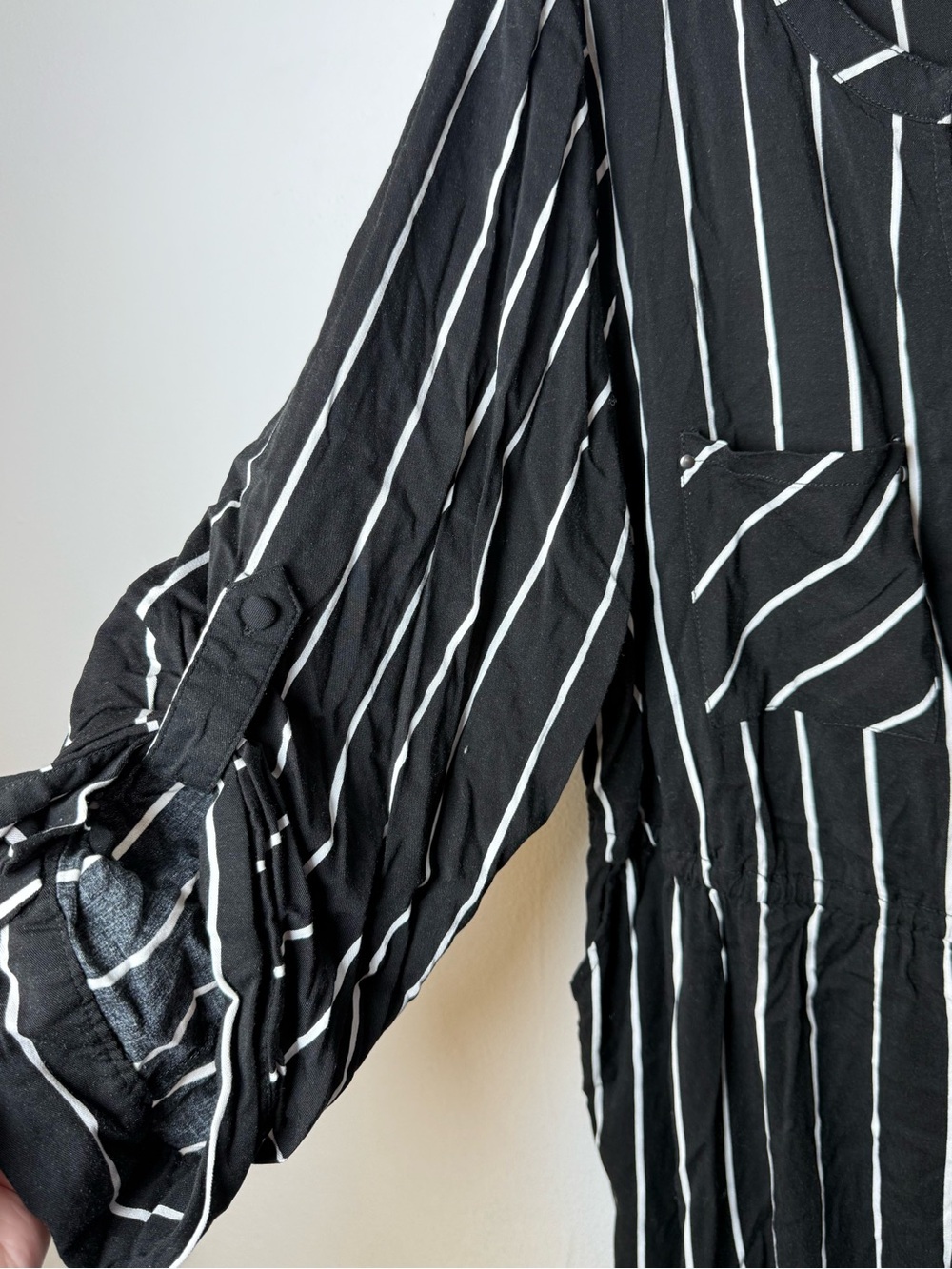 torrid Black and White Vertical Stripe Long Sleeve Dress - Picture 4 of 5